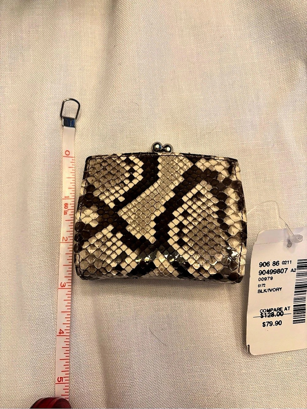 Snakeskin-Print change purse in Brown/ black/white snake skin 30NWT